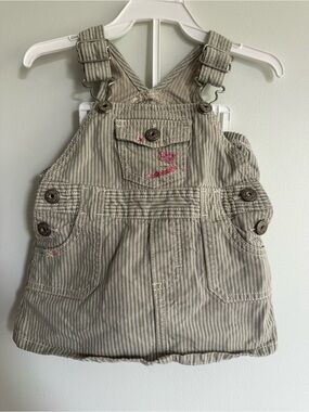 Osh Kosh Children's Striped Overall Dress with Bloomers - Green 2000’s Floral